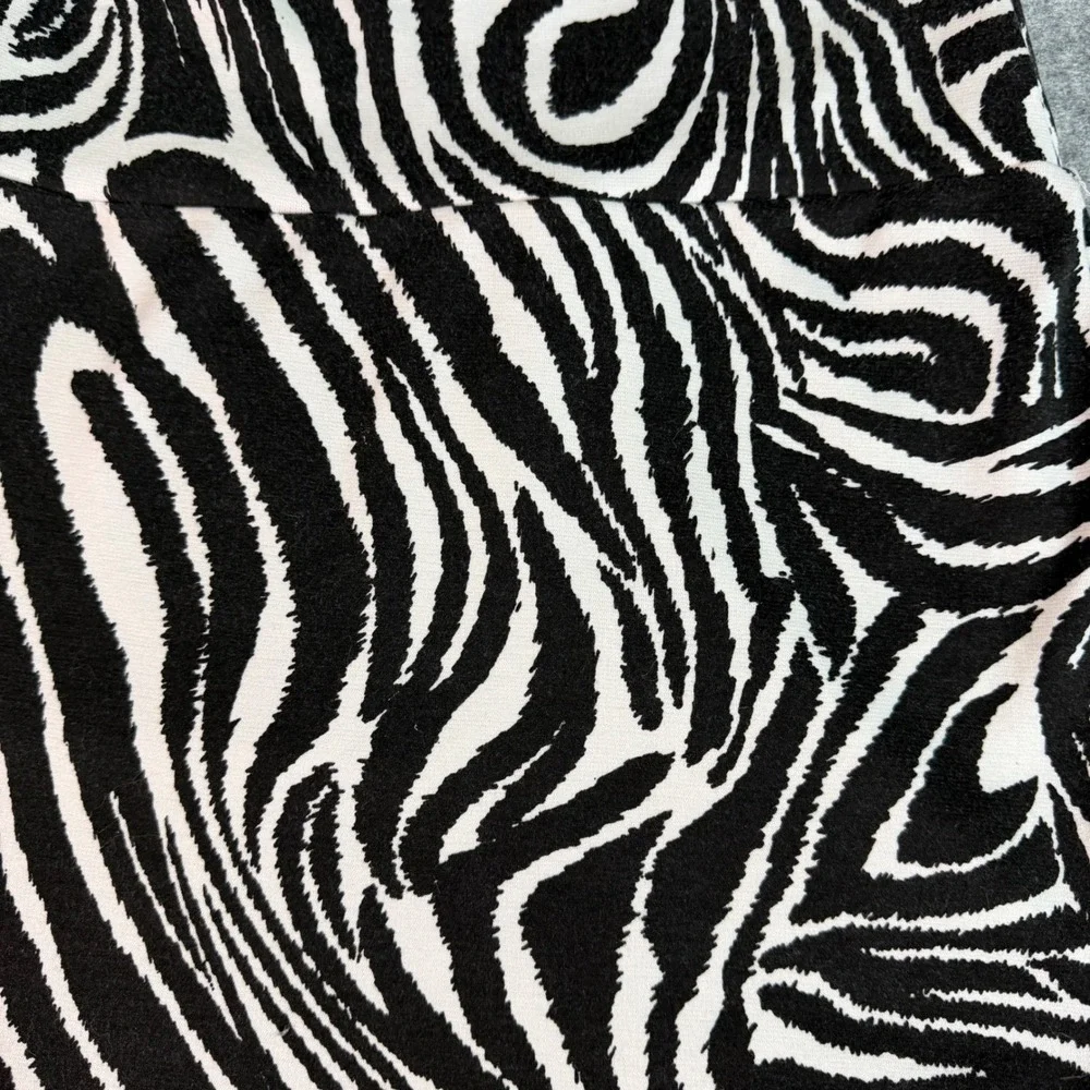 BODY CENTRAL Zebra Print Mini Skirt Black White Stretch High Waist Women's M 80s